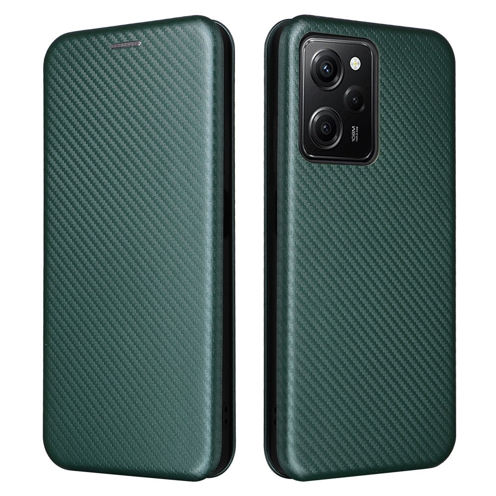 Mobilcover til Xiaomi Redmi Note 12 Pro Speed 5G / Note 12 Pro 5G / Poco X5 Pro 5G i PU-læder med kolfibertekstur, stativ og kortholder