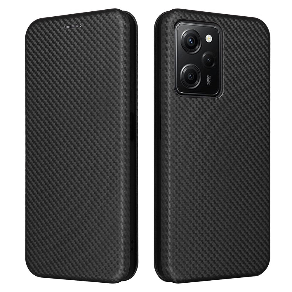 Mobilcover til Xiaomi Redmi Note 12 Pro Speed 5G / Note 12 Pro 5G / Poco X5 Pro 5G i PU-læder med kolfibertekstur, stativ og kortholder
