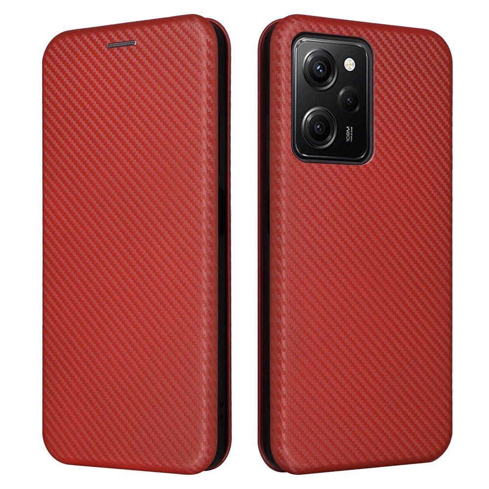 Mobilcover til Xiaomi Redmi Note 12 Pro Speed 5G / Note 12 Pro 5G / Poco X5 Pro 5G i PU-læder med kolfibertekstur, stativ og kortholder