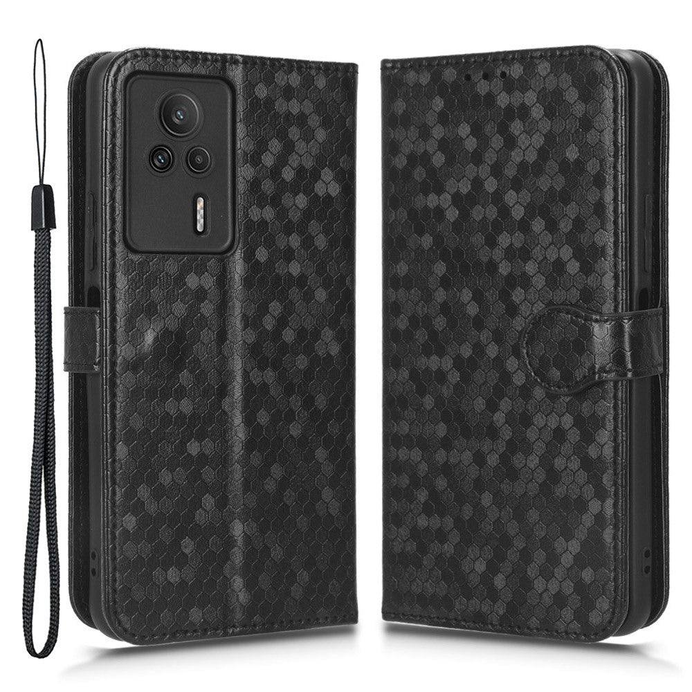 Anti-drop Leather Phone Cover For Xiaomi Redmi K60E 5G , Dot Pattern Imprinted Wallet Stand Protective Phone Case