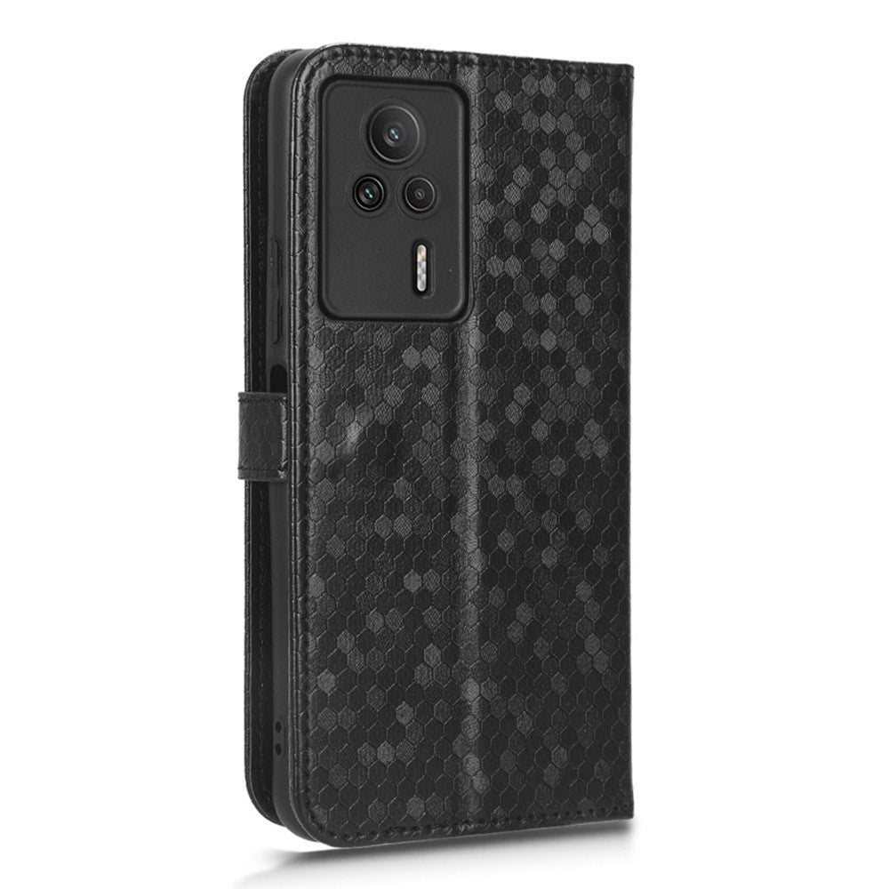 Anti-drop Leather Phone Cover For Xiaomi Redmi K60E 5G , Dot Pattern Imprinted Wallet Stand Protective Phone Case