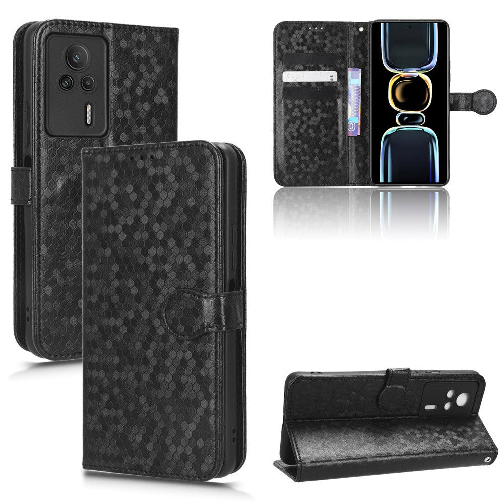 Anti-drop Leather Phone Cover For Xiaomi Redmi K60E 5G , Dot Pattern Imprinted Wallet Stand Protective Phone Case