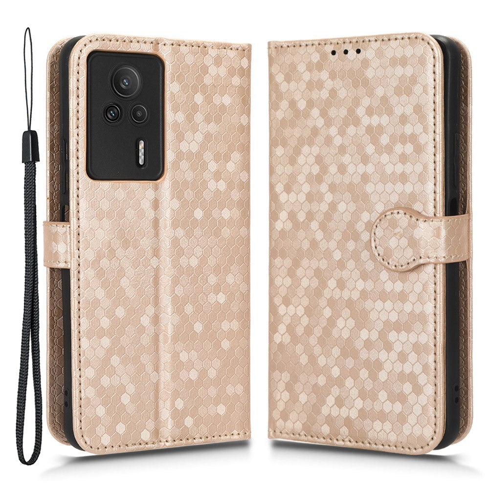 Anti-drop Leather Phone Cover For Xiaomi Redmi K60E 5G , Dot Pattern Imprinted Wallet Stand Protective Phone Case