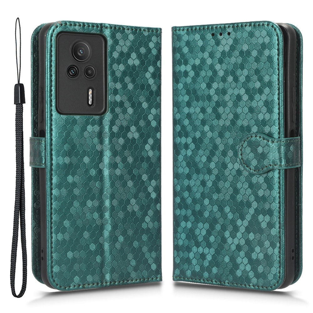 Anti-drop Leather Phone Cover For Xiaomi Redmi K60E 5G , Dot Pattern Imprinted Wallet Stand Protective Phone Case
