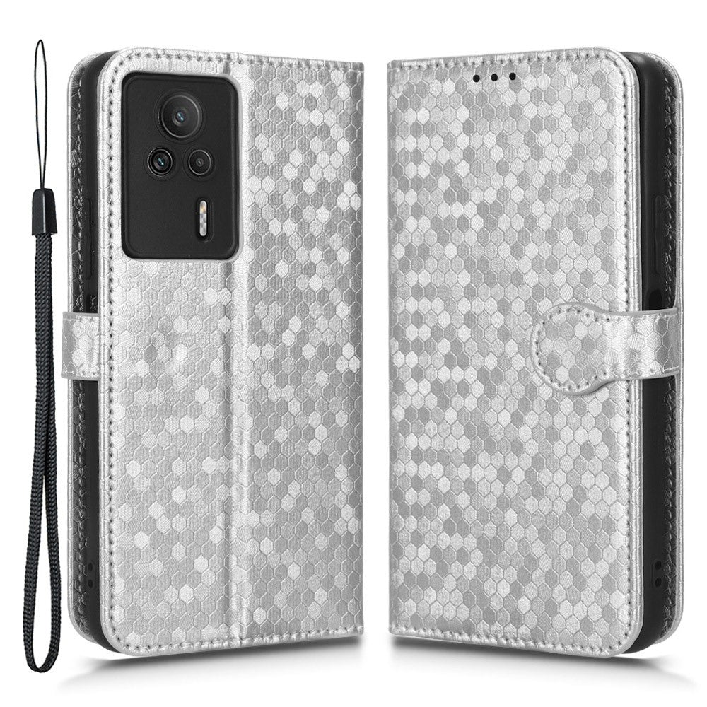 Anti-drop Leather Phone Cover For Xiaomi Redmi K60E 5G , Dot Pattern Imprinted Wallet Stand Protective Phone Case