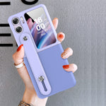 For Oppo Find N2 Flip 5G PU Leather Coated PC Phone Case Hand Strap Kickstand Anti-Drop Cover