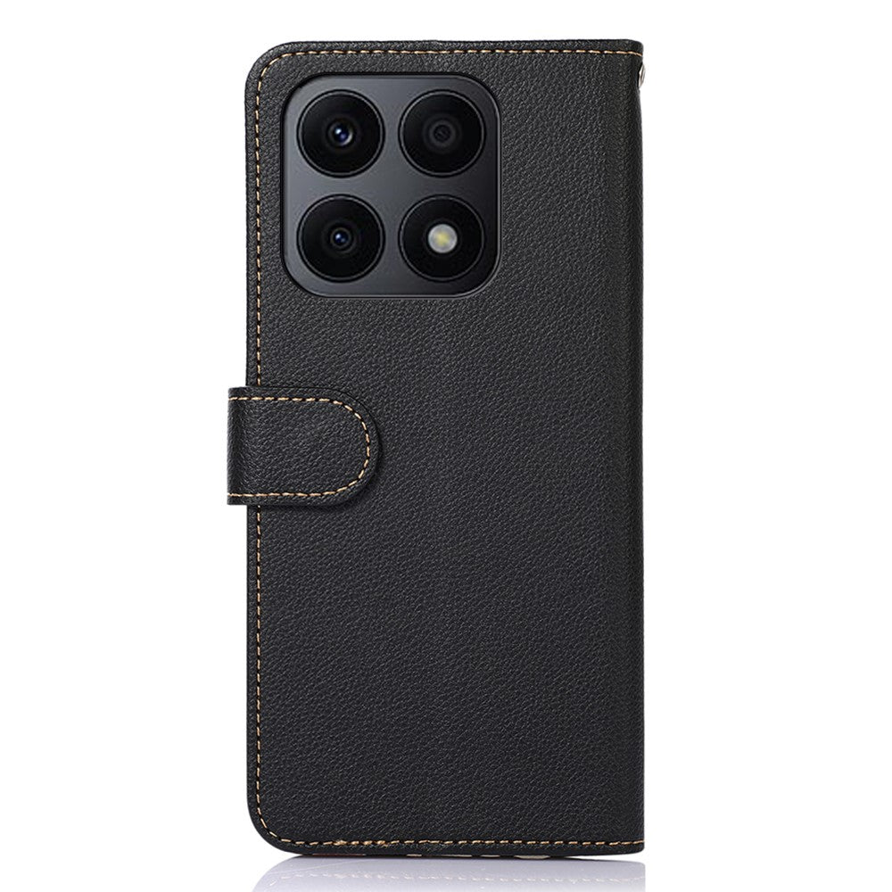 KHAZNEH For Honor X8a 4G Læder Telefoncover RFID-blokerende Anti-ridse Litchi-tekstur Standpung Beskyttende Telefonetui