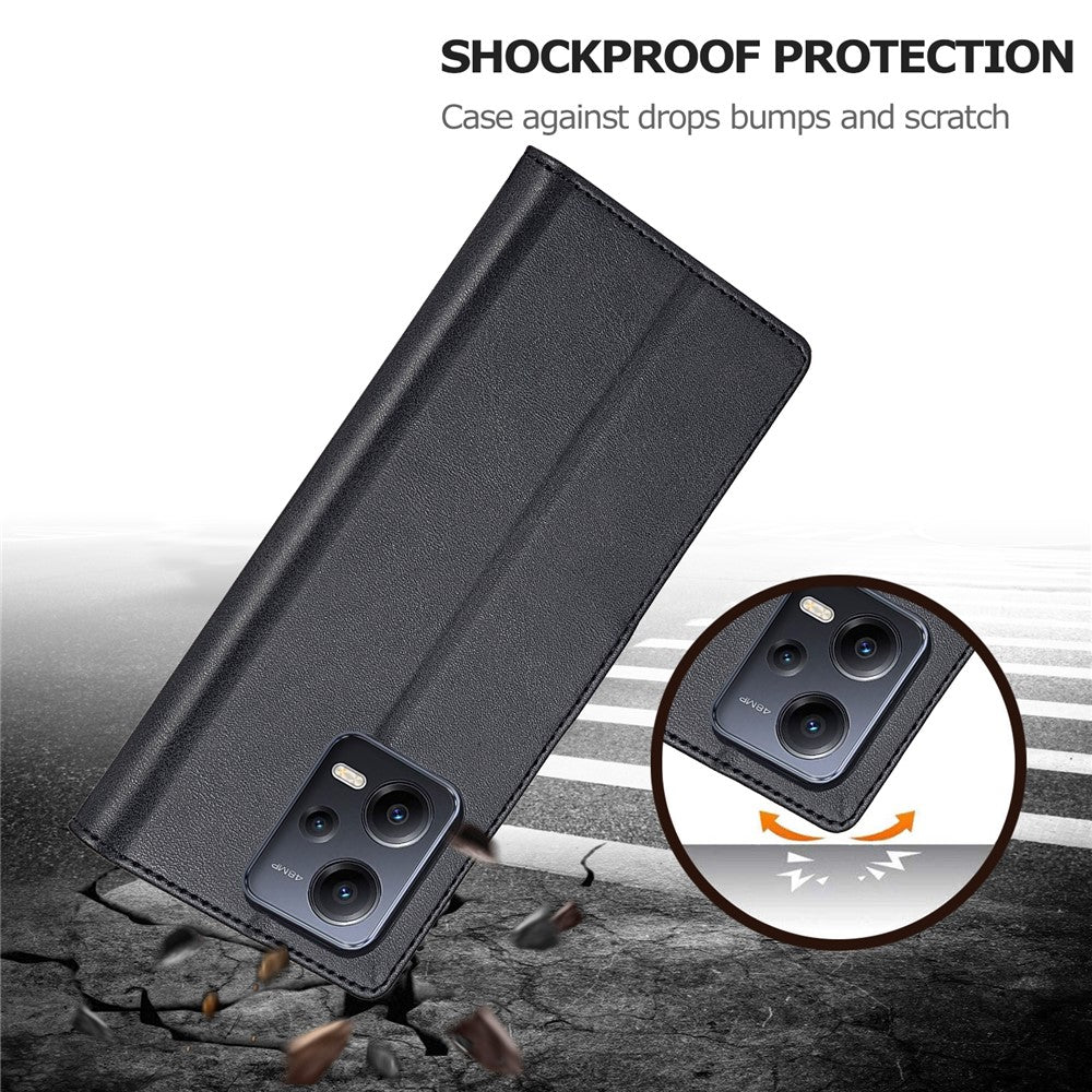 LC.IMEEKE For Xiaomi Redmi Note 12 Pro+ 5G Protective Phone Case Calf Texture Wallet Stand Leather Anti-fall Phone Cover