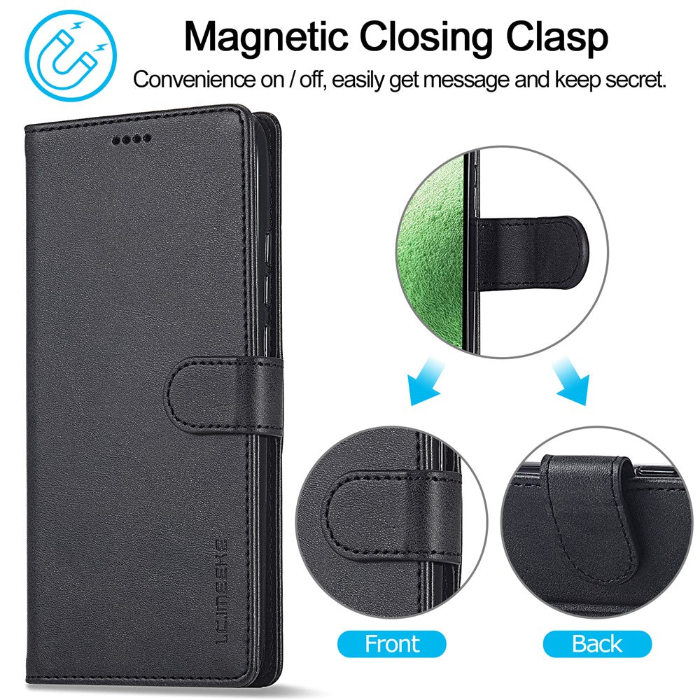 LC.IMEEKE For Xiaomi Redmi Note 12 Pro+ 5G Protective Phone Case Calf Texture Wallet Stand Leather Anti-fall Phone Cover