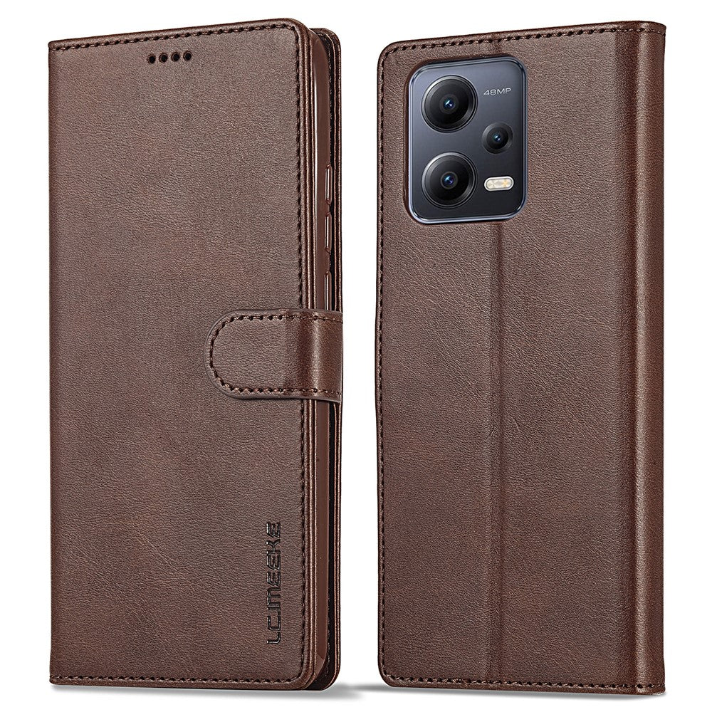 LC.IMEEKE For Xiaomi Redmi Note 12 Pro+ 5G Protective Phone Case Calf Texture Wallet Stand Leather Anti-fall Phone Cover