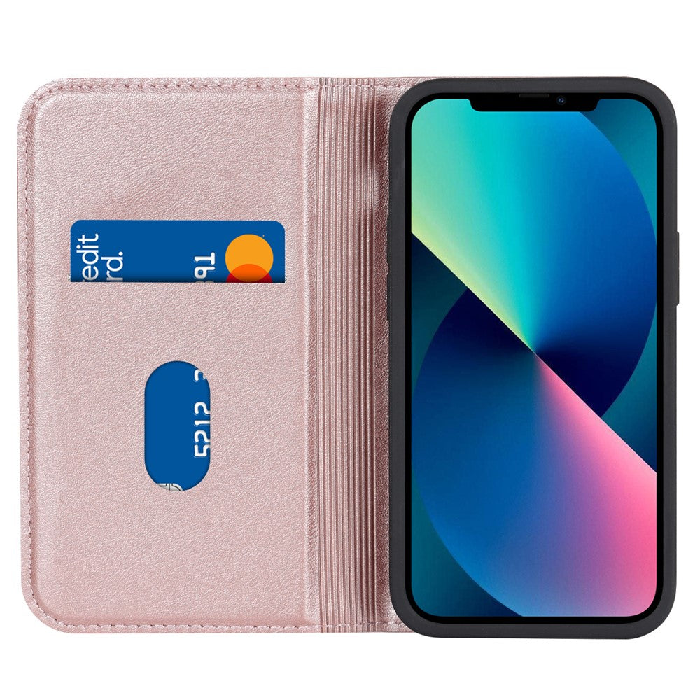 For iPhone 13 mini 5.4 inch RFID Blocking Phone Case Card Holder Stand Phone Leather Cover Compatible with MagSafe