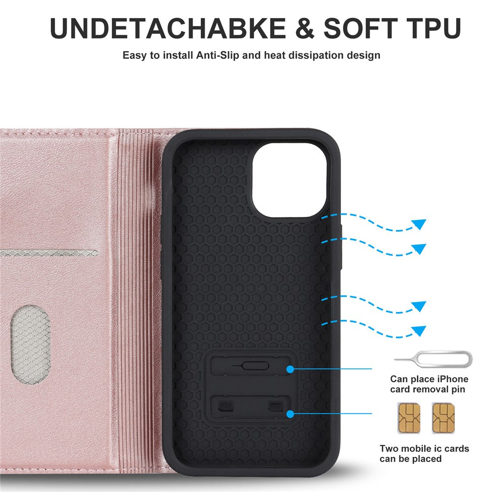 For iPhone 13 mini 5.4 inch RFID Blocking Phone Case Card Holder Stand Phone Leather Cover Compatible with MagSafe