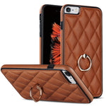 For iPhone SE (2020) / SE (2022) / 7 / 8 4.7 inch PU Leather + TPU Protective Cover Imprinted Rhombus Grid Pattern Rotation Ring Kickstand Phone Case