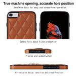 For iPhone SE (2020) / SE (2022) / 7 / 8 4.7 inch PU Leather + TPU Protective Cover Imprinted Rhombus Grid Pattern Rotation Ring Kickstand Phone Case