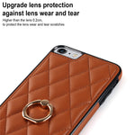 For iPhone SE (2020) / SE (2022) / 7 / 8 4.7 inch PU Leather + TPU Protective Cover Imprinted Rhombus Grid Pattern Rotation Ring Kickstand Phone Case