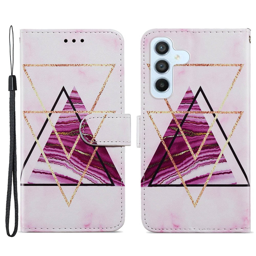 Til Samsung Galaxy A34 5G Pung Telefon Cover Mønstertryk PU Læder Stativ Flip Cover med Rem