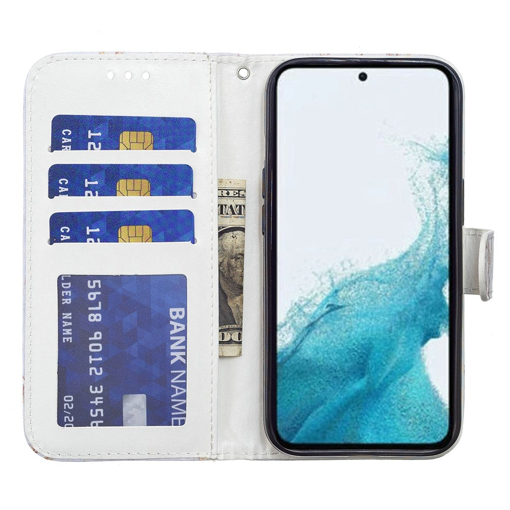 Til Samsung Galaxy A34 5G Pung Telefon Cover Mønstertryk PU Læder Stativ Flip Cover med Rem