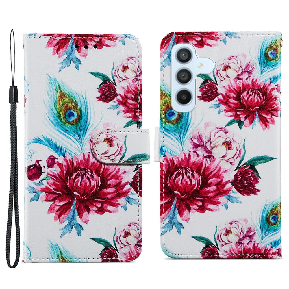 Til Samsung Galaxy A34 5G Pung Telefon Cover Mønstertryk PU Læder Stativ Flip Cover med Rem