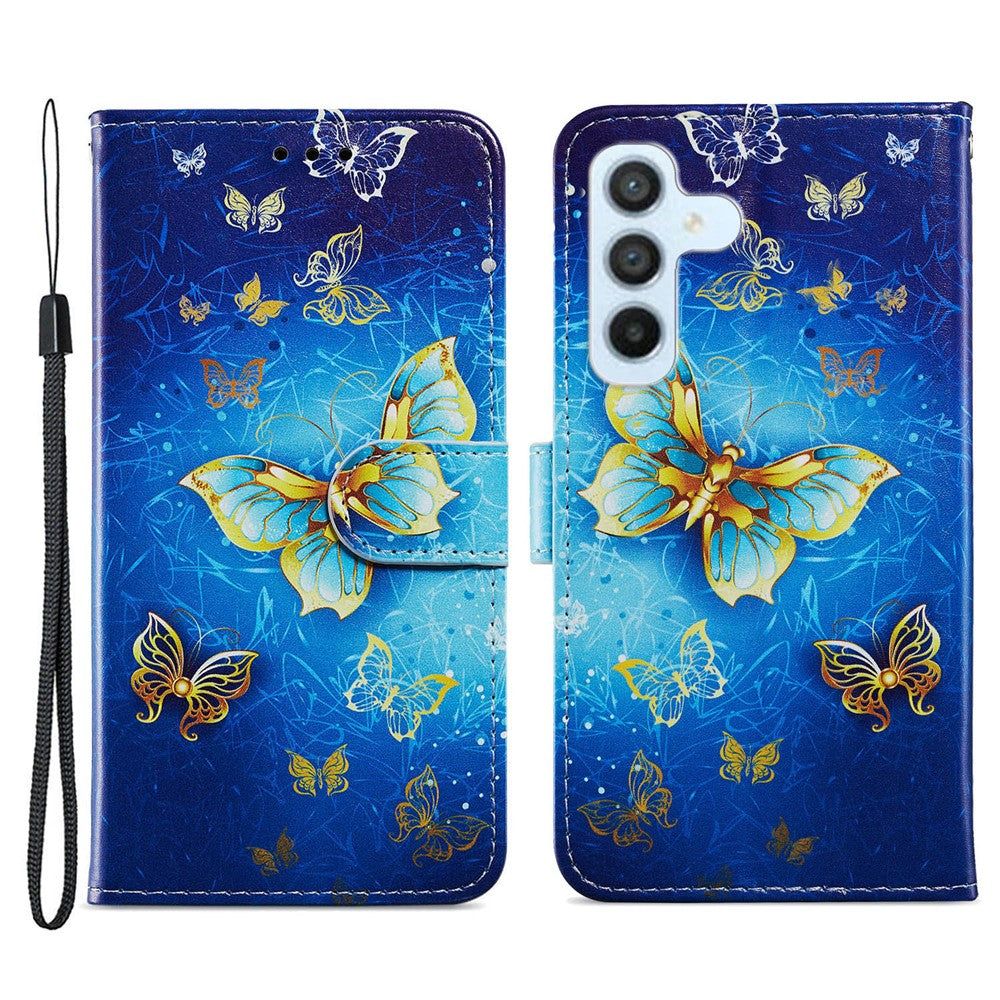 Til Samsung Galaxy A34 5G Pung Telefon Cover Mønstertryk PU Læder Stativ Flip Cover med Rem