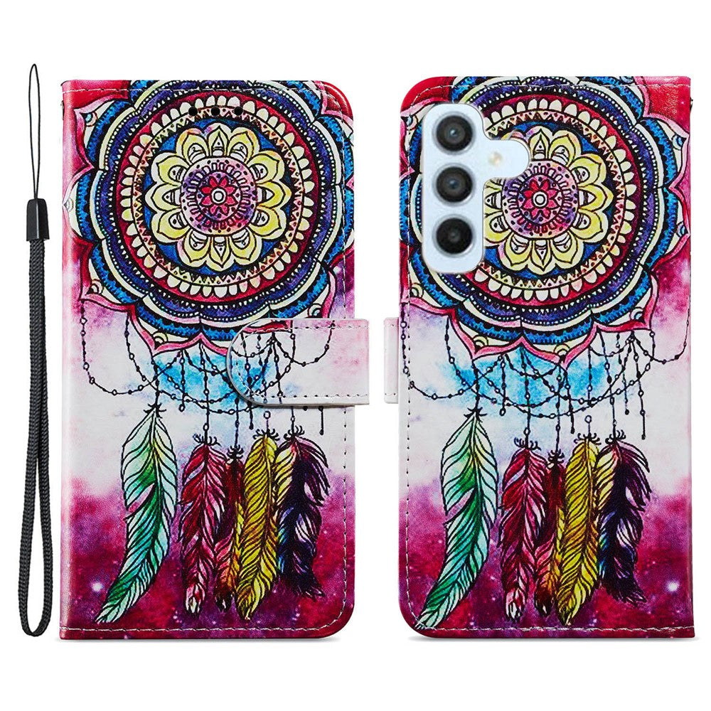 Til Samsung Galaxy A34 5G Pung Telefon Cover Mønstertryk PU Læder Stativ Flip Cover med Rem