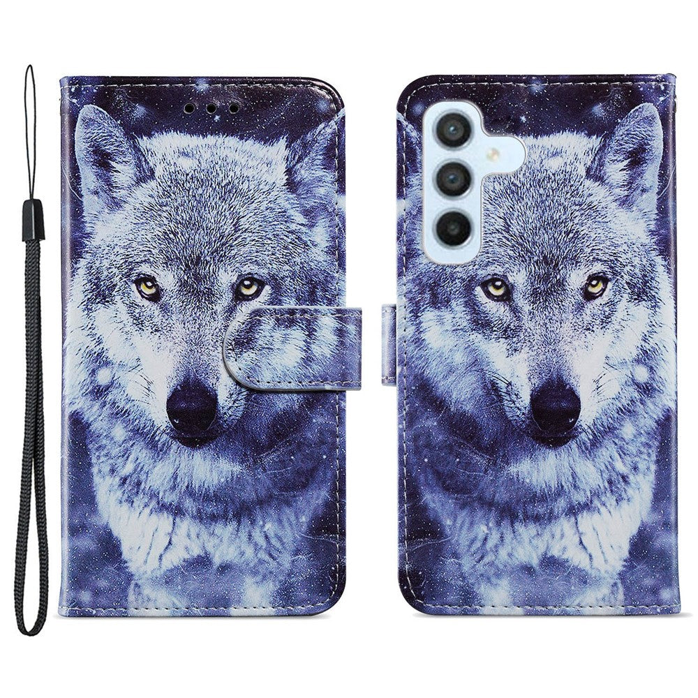 Til Samsung Galaxy A34 5G Pung Telefon Cover Mønstertryk PU Læder Stativ Flip Cover med Rem