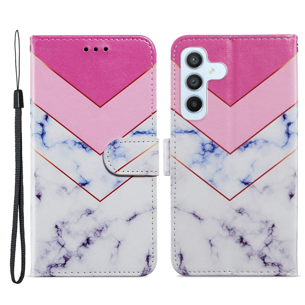 Til Samsung Galaxy A34 5G Pung Telefon Cover Mønstertryk PU Læder Stativ Flip Cover med Rem