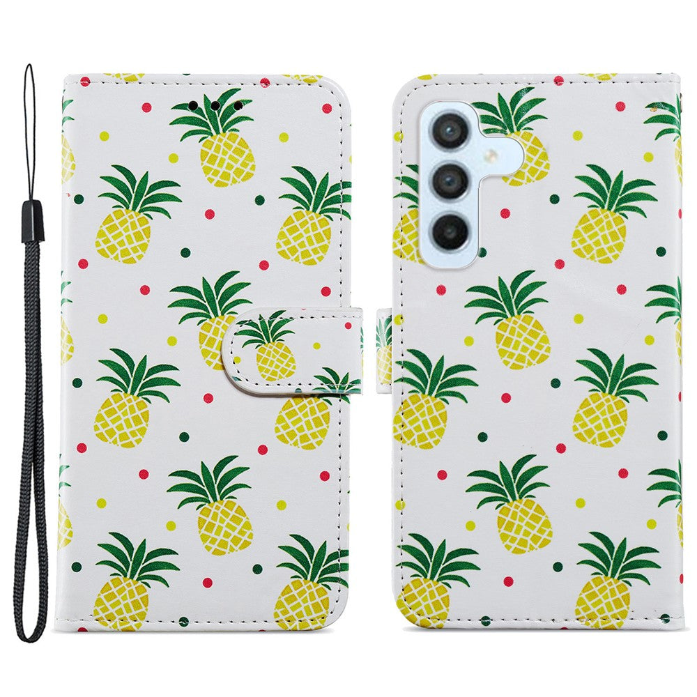 Til Samsung Galaxy A34 5G Pung Telefon Cover Mønstertryk PU Læder Stativ Flip Cover med Rem