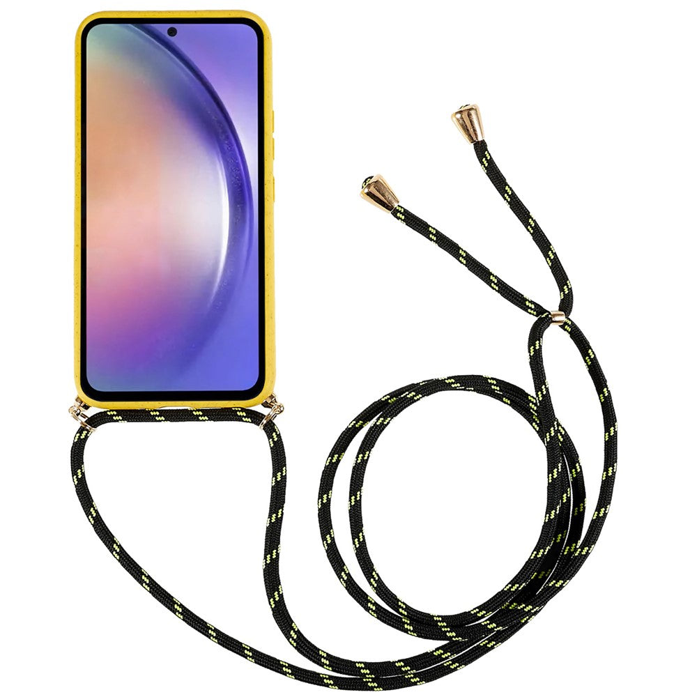 Telefoncover til Samsung Galaxy A54 5G, Bagcover Hvedestrå + TPU Stødsikkert Telefoncover med Justerbar Snor