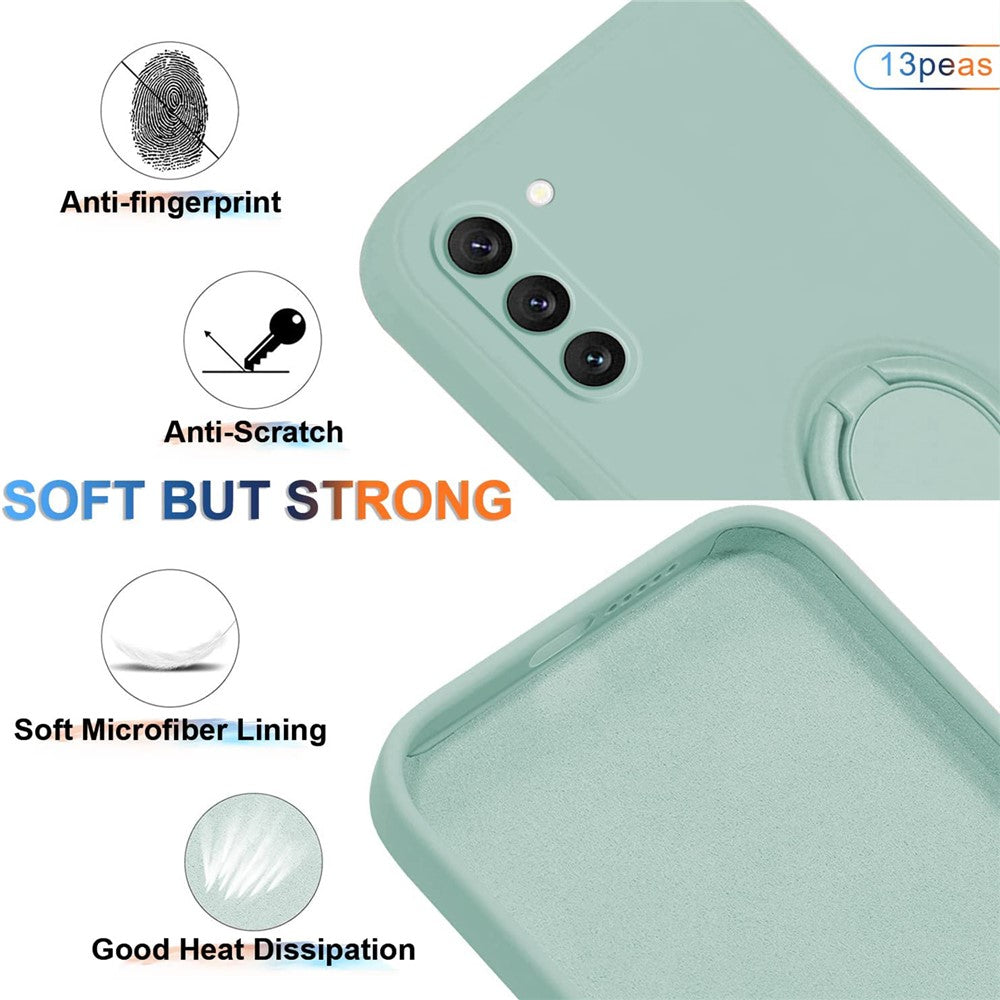 Liquid Silicone Phone Case for Samsung Galaxy S23 Ring Kickstand Phone Back Cover with Lanyard