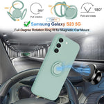 Liquid Silicone Phone Case for Samsung Galaxy S23 Ring Kickstand Phone Back Cover with Lanyard