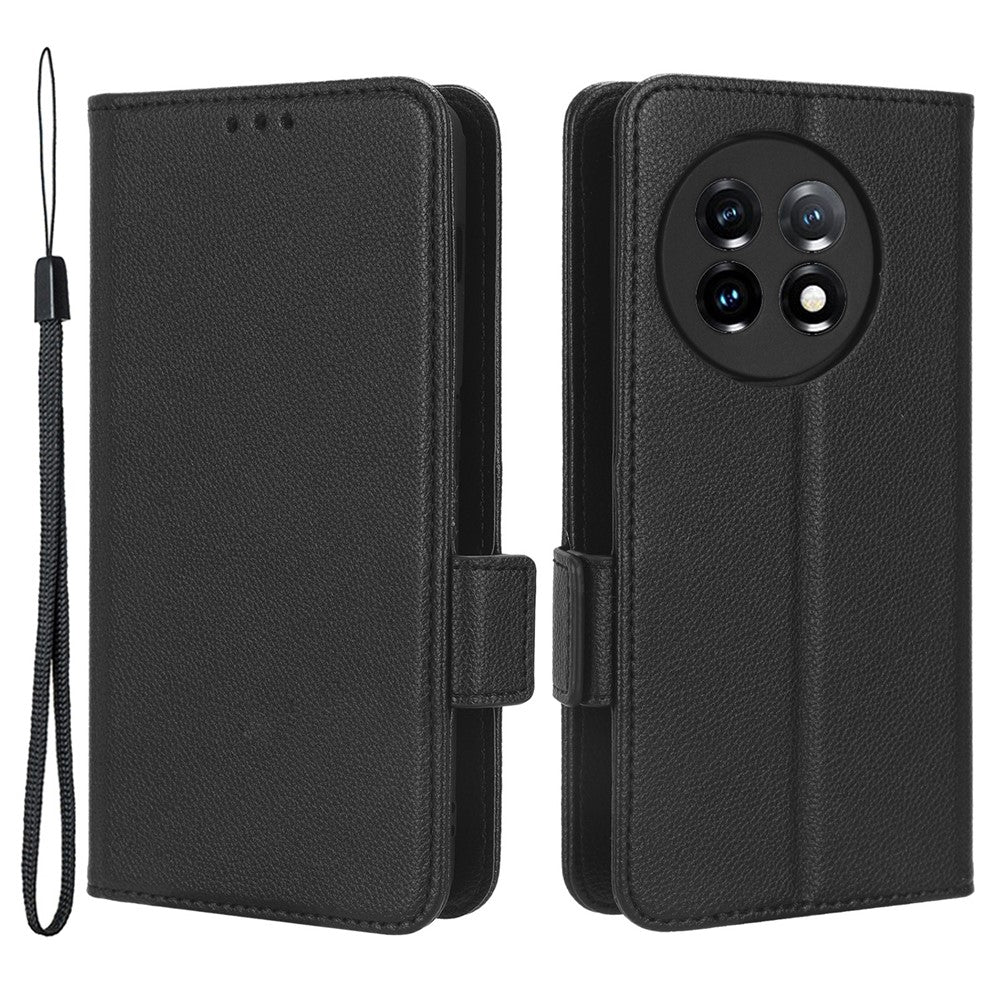 Fallskyddande mobilskal för OnePlus 11 5G plånboksfodral i litchitextur med PU-läder