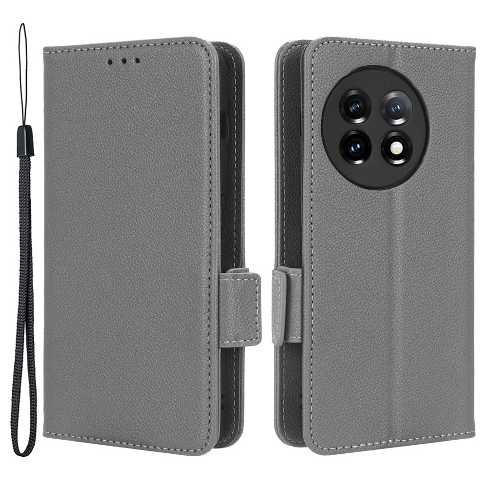 Fallskyddande mobilskal för OnePlus 11 5G plånboksfodral i litchitextur med PU-läder