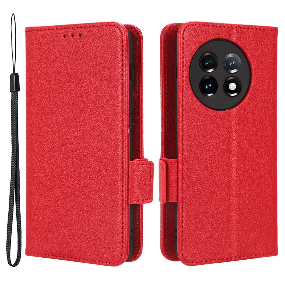 Fallskyddande mobilskal för OnePlus 11 5G plånboksfodral i litchitextur med PU-läder