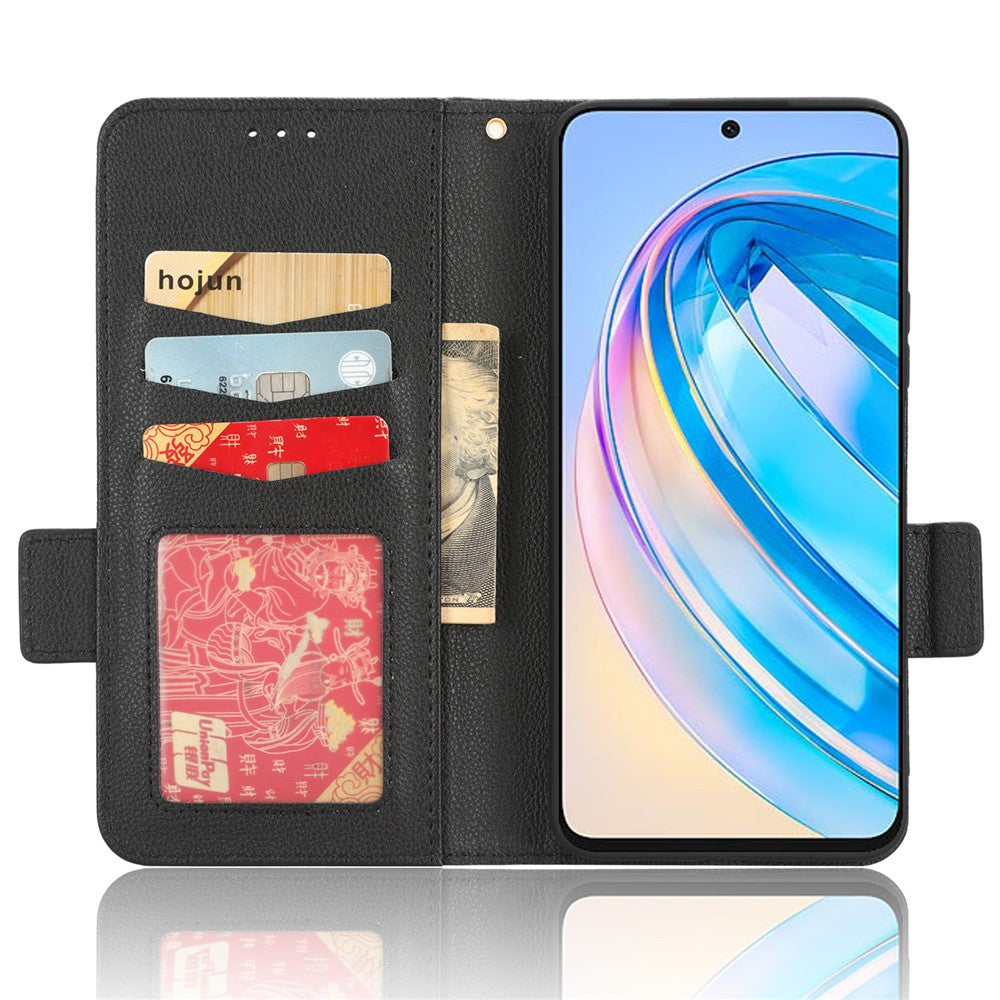 Til Honor X8a 4G PU-lædertelefoncover Flip Folio Stand Litchi-tekstur Stødsikkert Cover med Pung