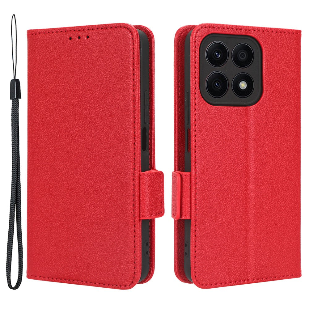 Til Honor X8a 4G PU-lædertelefoncover Flip Folio Stand Litchi-tekstur Stødsikkert Cover med Pung