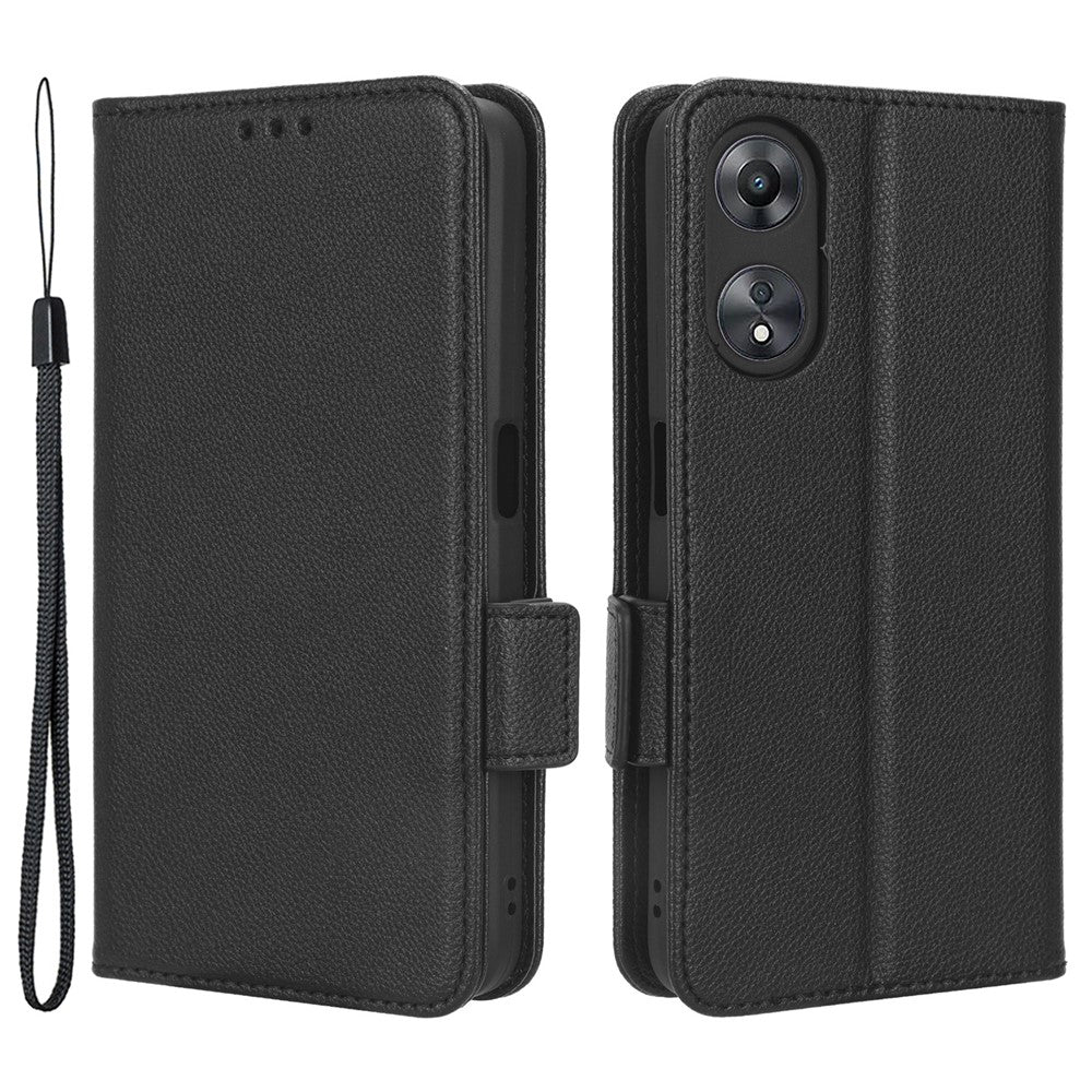 Oppo A58 5G / A58x 5G / A78 5G mobil Plånboksfodral Litchi Texture Stand PU Läder mobilskal