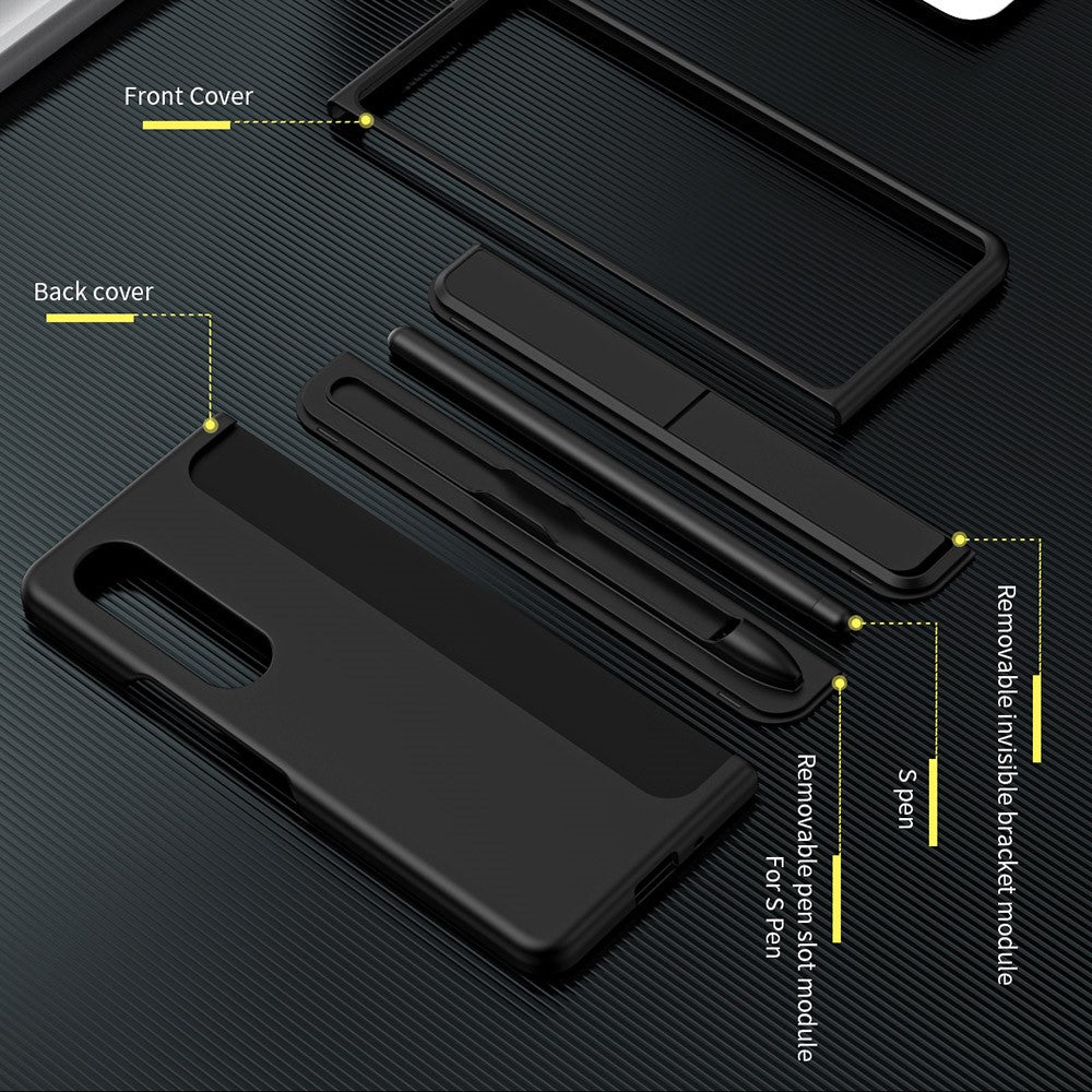 Slim Phone Case for Samsung Galaxy Z Fold4 5G Shockproof Had PC Kickstand Case with Pencil Holder