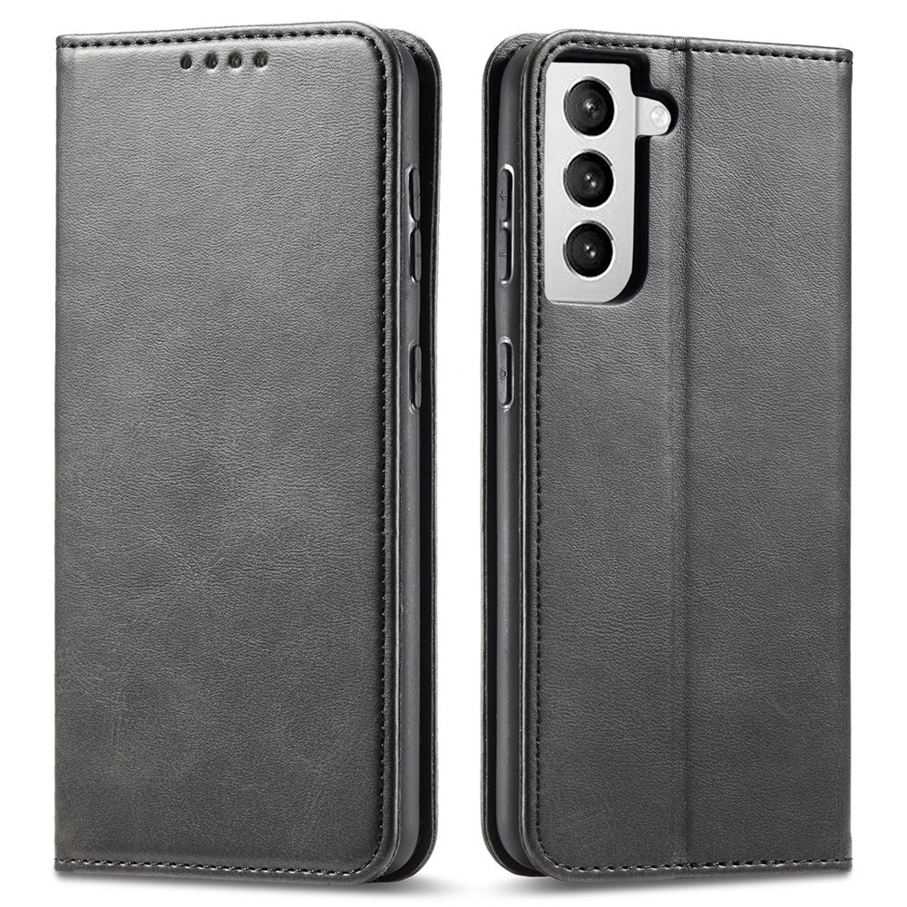 Leather Phone Case For Samsung Galaxy S21 4G / 5G , Wallet Magnetic Stand Calf Texture Anti-scratch Phone Cover