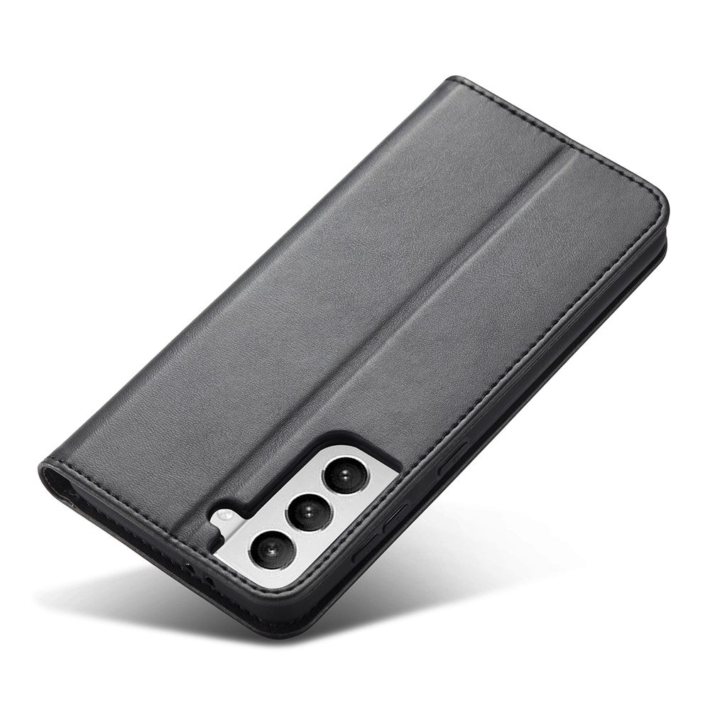 Leather Phone Case For Samsung Galaxy S21 4G / 5G , Wallet Magnetic Stand Calf Texture Anti-scratch Phone Cover