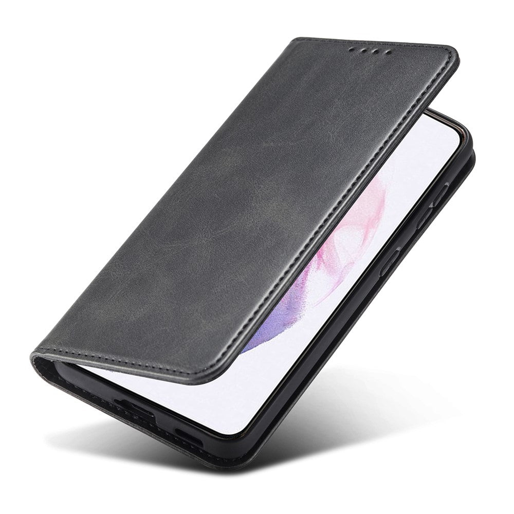 Leather Phone Case For Samsung Galaxy S21 4G / 5G , Wallet Magnetic Stand Calf Texture Anti-scratch Phone Cover