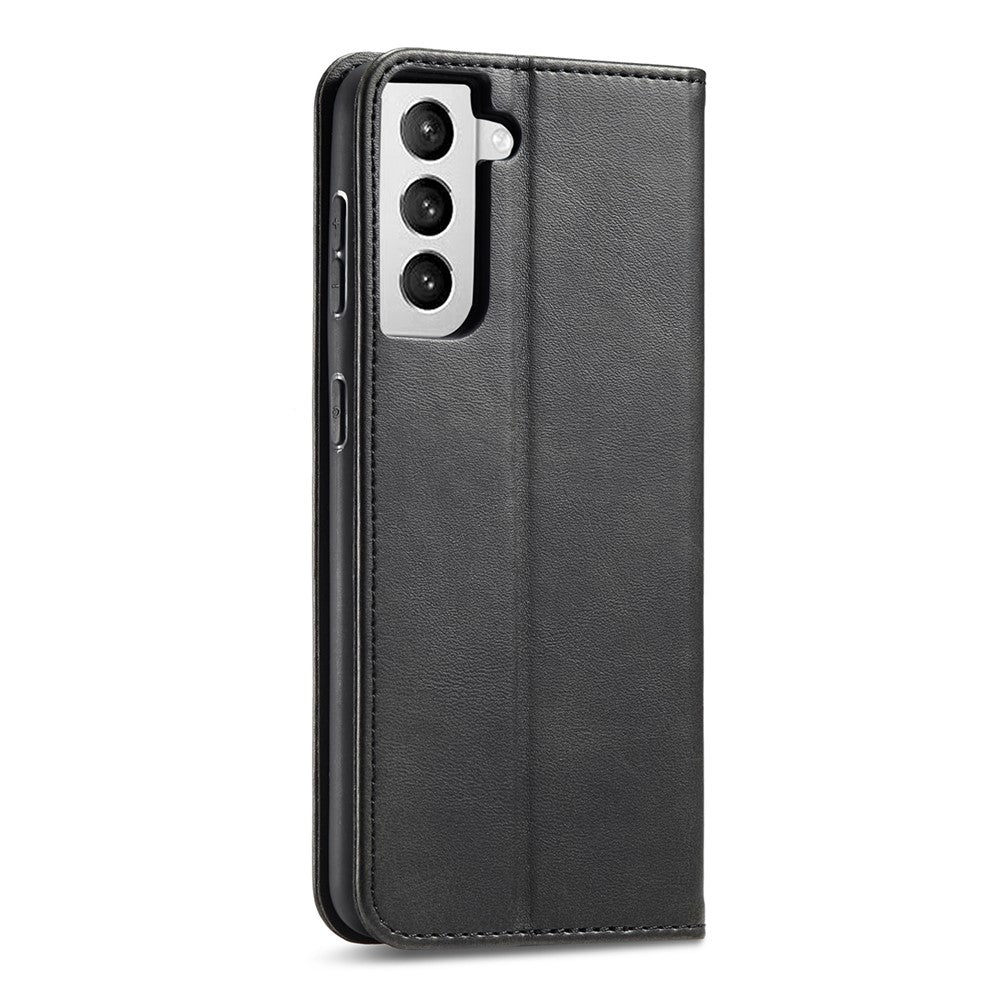 Leather Phone Case For Samsung Galaxy S21 4G / 5G , Wallet Magnetic Stand Calf Texture Anti-scratch Phone Cover