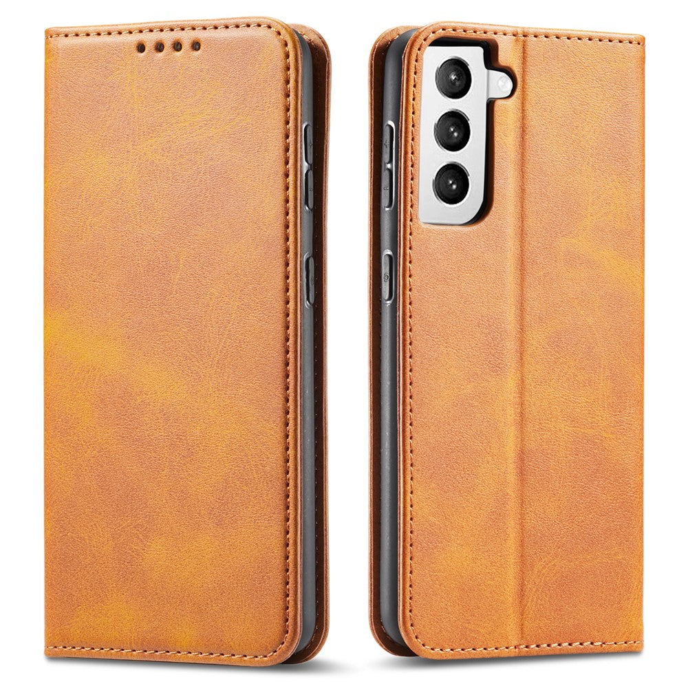 Leather Phone Case For Samsung Galaxy S21 4G / 5G , Wallet Magnetic Stand Calf Texture Anti-scratch Phone Cover