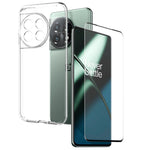 NORTHJO För OnePlus 11 5G Transparent mobilskal TPU + Reptåligt Skärmskydd i Härdat Glas