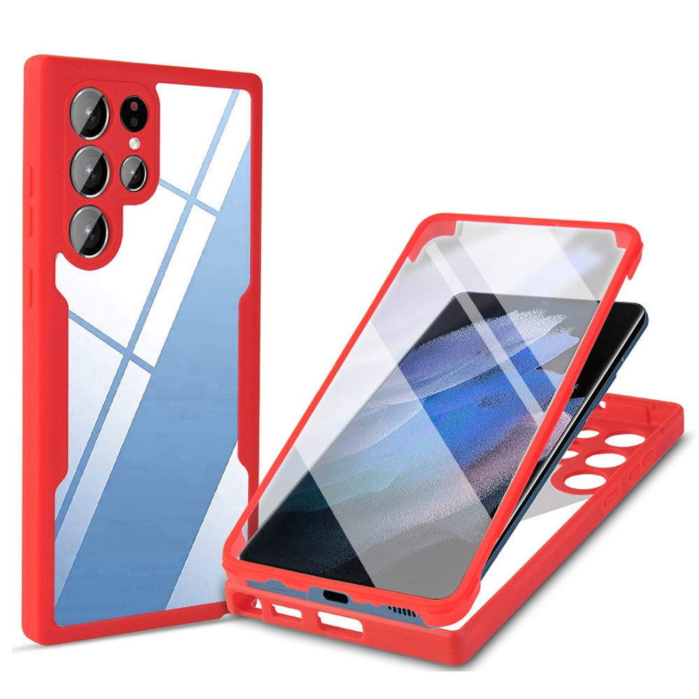 For Samsung Galaxy S23 Ultra Phone Case Camera Lens Protection Acrylic+TPU Phone Cover with PET Screen Film