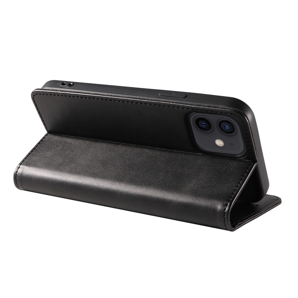 For iPhone 12 / 12 Pro 6.1 inch Anti-Scratch Phone Case Wallet Magnetic Leather Stand Calf Texture Phone Cover