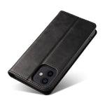 For iPhone 12 / 12 Pro 6.1 inch Anti-Scratch Phone Case Wallet Magnetic Leather Stand Calf Texture Phone Cover