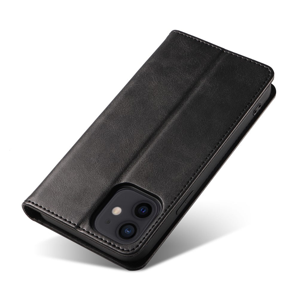 For iPhone 12 / 12 Pro 6.1 inch Anti-Scratch Phone Case Wallet Magnetic Leather Stand Calf Texture Phone Cover
