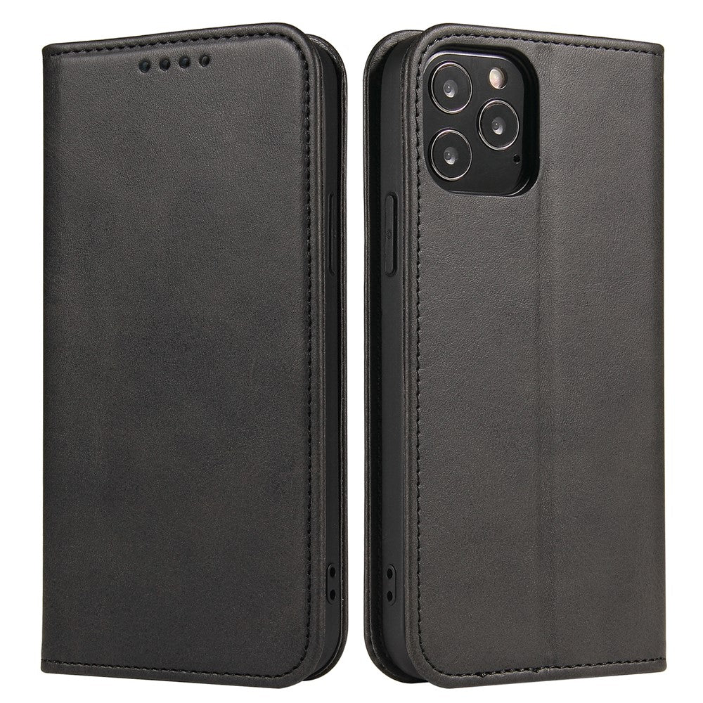 Til iPhone 11 Pro Max 6,5 tommer telefoncover med kalvetekstur, pung og automatisk absorberende læderstativ