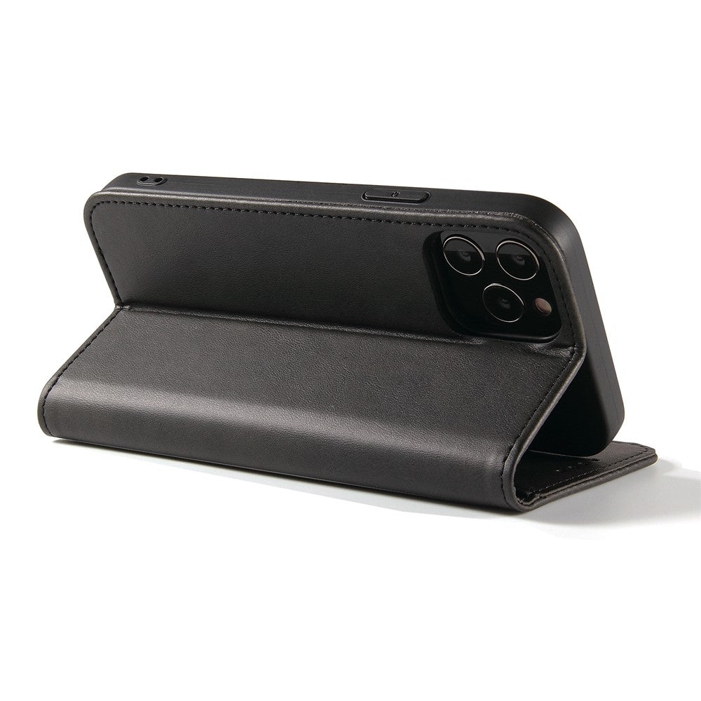For iPhone 11 Pro Max 6.5 inch Calf Texture Phone Shell Wallet Phone Cover Auto-absorbed Leather Stand Case
