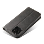 For iPhone 11 Pro Max 6.5 inch Calf Texture Phone Shell Wallet Phone Cover Auto-absorbed Leather Stand Case